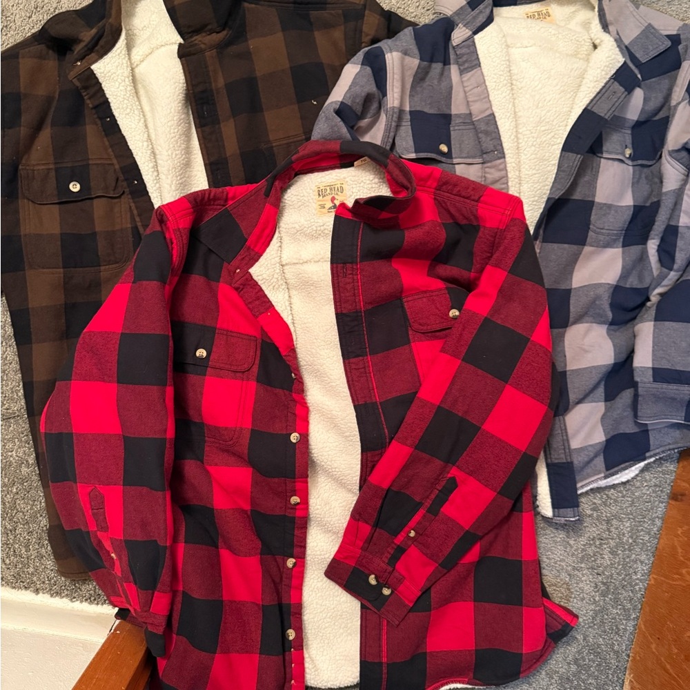 RedHead Red and Black Plaid Sherpa-Lined Shirt Jacket